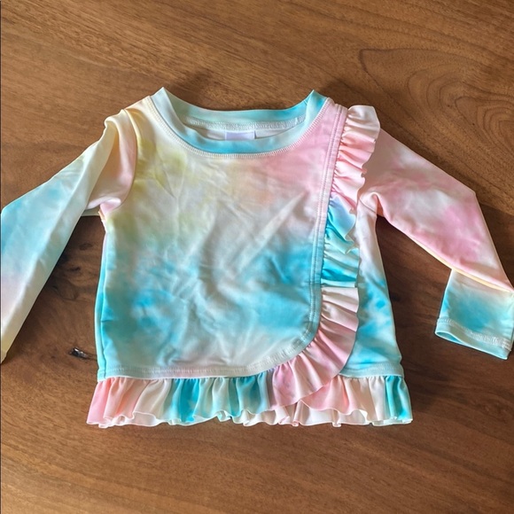 Ruffle Butts toddler tie dye rash guard. Size 12-18 months - Picture 1 of 5